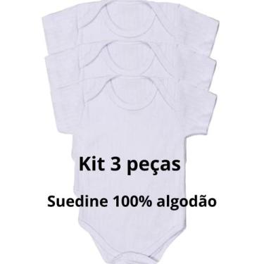 Imagem de Body Bebe Branco Liso, Kit 3 Peças - Babykut