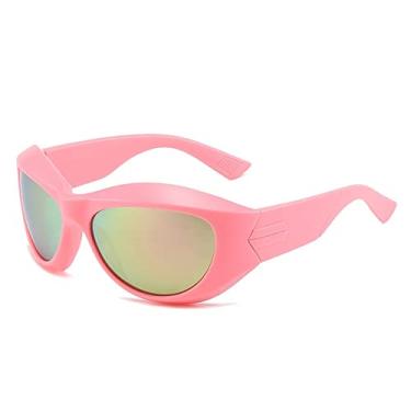 Imagem de Óculos de sol para mulheres Óculos de sol de olho de gato com perna listrada Masculino Cool Punk Hip Hop Óculos de sol feminino Sombras, espelho rosa, tamanho único