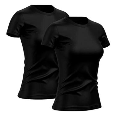 Imagem de Kit 2 Camisetas Feminina Dry Básica Lisa Proteção Solar UV Térmica Camisa Blusa, Tamanho GG