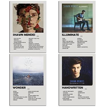 Imagem de Kit 4 Quadros Placas Decorativas Shawn Mendes Albuns