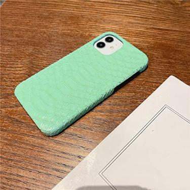 Imagem de Capa de telefone com padrão de pele Python 3D de luxo para iPhone 12 13 11 Pro XS Max 7 8 Plus X XR SE Capa traseira de plástico rígido, verde claro, para iPhone 12