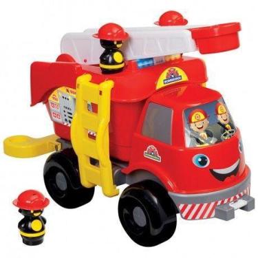 Imagem de Brinquedo Infantil Caminhão Bombeiro Grande Sem Som Mercotoys