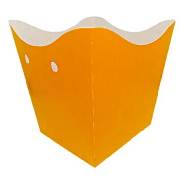 Imagem de Cachepot de Papel Liso Laranja Neon Pequeno - 10 Unidades