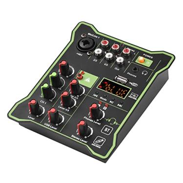Imagem de Mixer de áudio compacto de 5 canais Console de mixagem de som 48V Phantom Power USB Interface de áudio Display LED Efeito de reverberação integrado Função BT para gravação de DJ Transmissão ao vivo