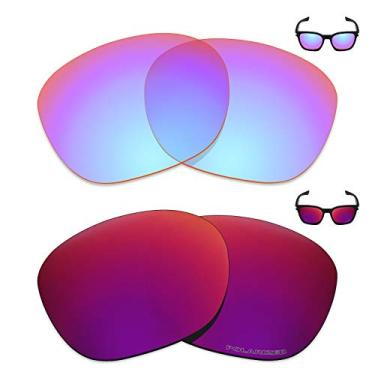 Imagem de Mryok+ 2 pares de lentes polarizadas de substituição para óculos de sol Oakley Garage Rock – Rosa cobalto/Sol meia-noite