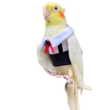 Imagem de Barn Eleven Traje de uniforme de pássaro para casamento, aniversário de casamento, festa de Natal, aniversário, cosplay, foto, fantasia de pássaro, roupas de fraldas para ararara, periquito africano, calopsita (preto, alexandrina)
