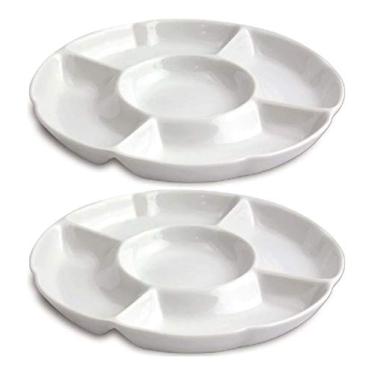 Imagem de Kit 2 Petisqueira Bandeja Porta Molho Bar Prato Melamina Buffet