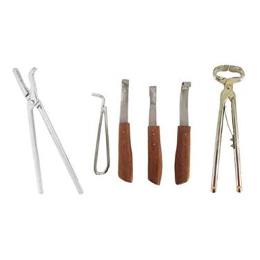 Imagem de Jogo de Casqueamento Profissional Equino para Ferrageamento completo com torquês em aço cromado, kit rinete e alicate jacaré cromado