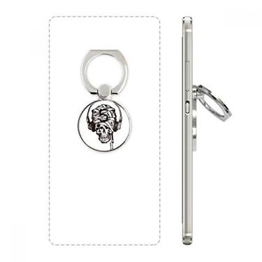 Imagem de Suporte de anel de telefone com estampa de caveira e música, suporte ajustável