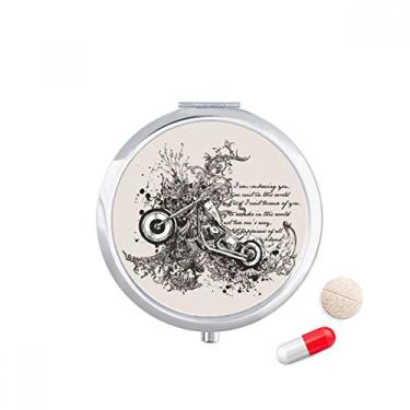 Imagem de Estojo de comprimidos de ilustração com texto de motocicleta, caixa de armazenamento de medicamentos, dispensador de recipiente
