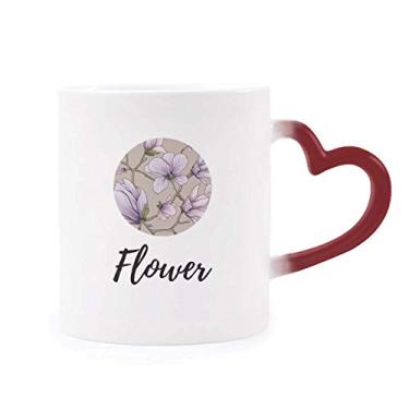 Imagem de Caneca roxa com desenho de arte de flor sensível ao calor Caneca vermelha que muda de cor