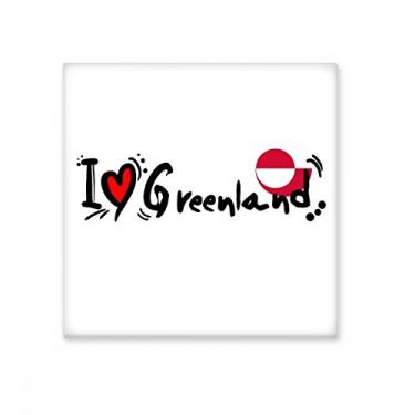Imagem de I Love Greenland Bandeira da Palavra Amor Ilustração Coração Azulejo de Cerâmica Brilhante Decalque Pedra Adorna de Tijolos Vitrificados