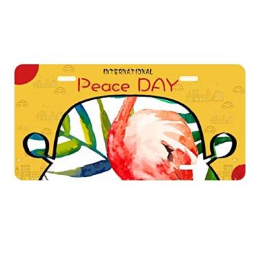 Imagem de DIYthinker Plantas tropicais, flamingo, flores, placa de automóvel, decoração de carro, dia da paz