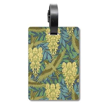 Imagem de Estampa japonesa Ukiyoe folhas, flores, pássaros, mala, etiqueta de bagagem, etiqueta para pendurar cartão