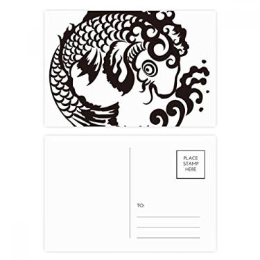 Imagem de Conjunto de cartão postal de água chinesa japonesa de animal de peixe cartão de felicitações para envio de aniversário