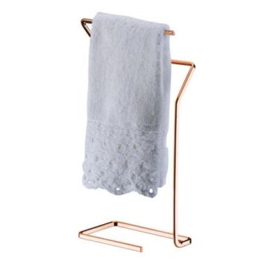 Imagem de Porta Toalhas De Rosto Mãos Para Bancada Lavabo Banheiro Aço Rosé Gold