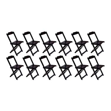 Imagem de Conjunto Com 12 Cadeiras Dobráveis Em Madeira Maciça - Tabaco - Marrom