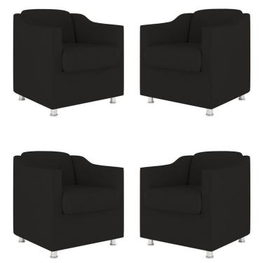 Imagem de Kit 04 Poltronas Decorativas Sala De Espera Clinica Suede Cor:preto