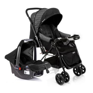 Imagem de Carrinho de Bebe Travel System Duo Reverse Preto Rajado com Bebê Conforto - Cosco Kids
