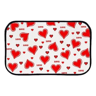 Imagem de DreamBay Tapetes de porta para entrada, corações geométricos vermelho amor anti fadiga tapete de pé interior ao ar livre capacho de boas-vindas tapete antiderrapante cozinha lavanderia 36 x 24 polegadas