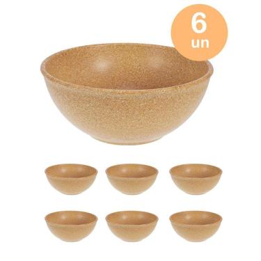 Imagem de 6un TIGELA 500ml BOWL CUMBUCA VASILHA CALDO MARROM CLARO