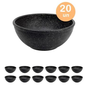 Imagem de 20un TIGELA 500ml BOWL CUMBUCA VASILHA SOPA CALDO PRETO