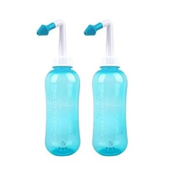 Imagem de Kit 2 Duchas Higienizador Nasal Bebê Adulto Lavador 300ml (Azul)