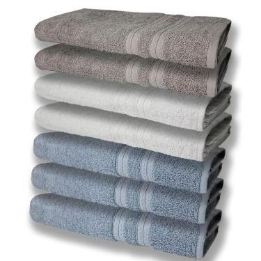 Imagem de 7 Toalhas Grande E Grossa 3 Azul 2 Branco 2 Cinza