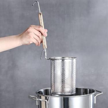 Imagem de Filtro de alimentos aço inoxidável filtro escorredor colher macarrão colher cozinhar sopa em pó cerca quente cesta de vegetais alimentos bolinho de massa filtro malha (cor: pequeno)