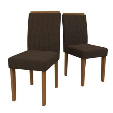 Imagem de Conjunto Com 2 Cadeiras Ana Veludo Marrom E Imbuia - Modern