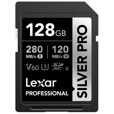 Imagem de Lexar Cartão SD PRATA PRO profissional de 128 GB, UHS-II, C10, U3, V60, Full HD, 4K, até 280 MB/s cartão de memória SDXC, para fotógrafo profissional, videógrafo, entusiasta (LSDSIPR128G-BNNNU)