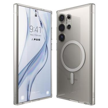 Imagem de elago Capa híbrida MagSafe projetada para Samsung Galaxy S24 Ultra 6,8 polegadas - recortes precisos da câmera, magnetismo forte, capa protetora, tecnologia híbrida PC/TPU, amortecedor à prova de