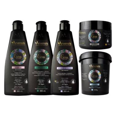 Imagem de Kit Arvensis Cachos Shampoo Condicionador Ativador Máscara Ondulados Geleia Suave