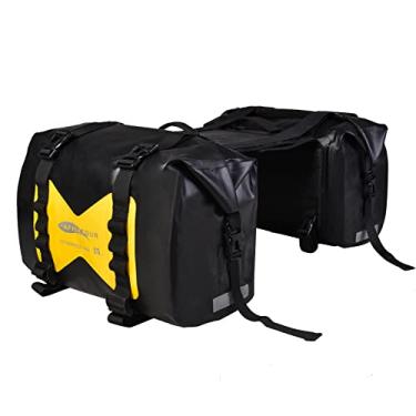 Imagem de AFISHTOUR Alforjes impermeáveis para motocicletas – Bolsas de bagagem de motocicleta de 50 L para viagens de motocicleta – Bolsa removível para scooter, Honda, Suzuki, Yamaha (amarelo, pacote com 2)
