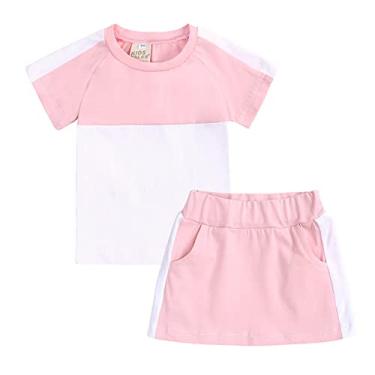 Imagem de Metaxas Camiseta de verão unissex para bebês recém-nascidos com patchwork macio de algodão 2 peças (rosa, 9 a 10 anos)