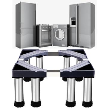 Imagem de Lavadora Pedestal 71.1 cm Wide Universal Load 399.2 kg/400KG Suporte de geladeira Lavadora e secadora Pedestal Carrinho de rolo móvel com rodas para aparelho com altura ajustável, cinza 8 pés-20 cm