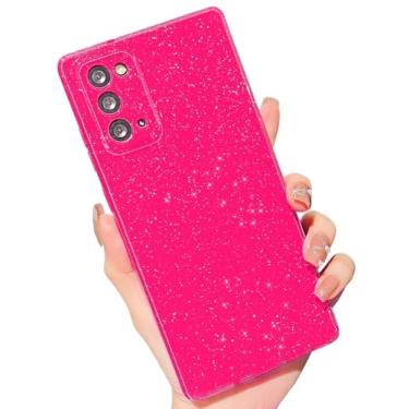 Imagem de MINSCOSE Capa compatível com Samsung Galaxy Note 20 5G, linda capa fina com glitter, fina, à prova de choque, TPU brilhante, para meninas e meninas para Galaxy Note 20 de 6,7 polegadas - rosa choque