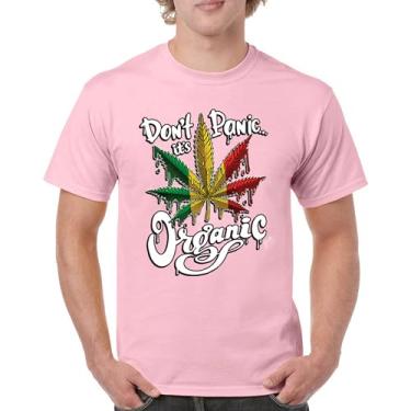 Imagem de Camiseta masculina Don't Panic It's Organic 420 Weed Pot Leaf Smoking Marijuana Legalize Cannabis Stoner Pothead, Rosa claro, 4G