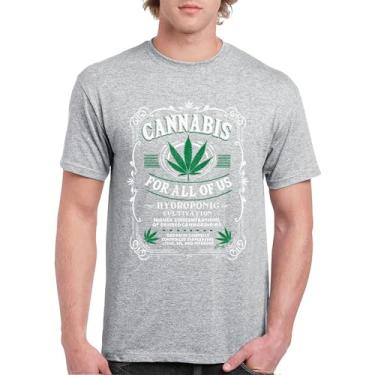 Imagem de Camiseta masculina Cannabis for All 420 Weed Leaf Smoking Marijuana Legalize Pot Funny High Stoner Humor Pothead, Cinza, G