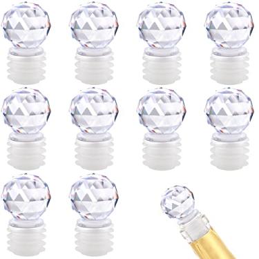 Imagem de 10 peças de rolha de garrafa acrílica decorativa de vinho transparente com silicone hermético para vinho, bebidas, refrigerante, champanhe, licores, óleos