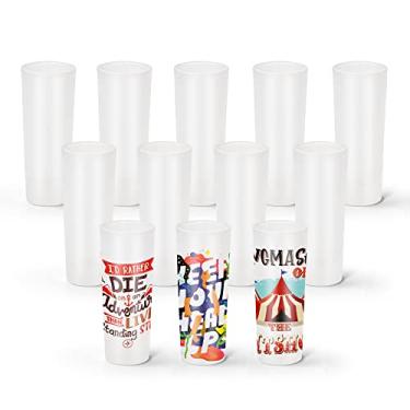 Imagem de AGH Copos de shot de vidro borossilicato de 85 g, conjunto de 12, branco fosco de sublimação personalizado, base pesada, para uísque, tequila, vodca, café expresso