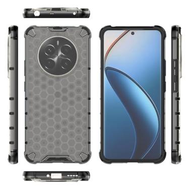 Imagem de Pzwoxukhov Capa compatível com Realme 12+ 5G / Narzo 70 / P1, Realme 12 4G / 13 4G Honeycomb Anti-Drop Shock Absorbing Case Preto