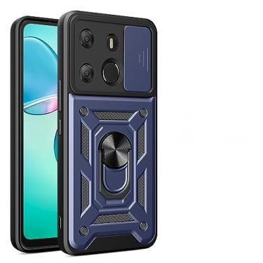 Imagem de Kukoufey CASE DE TELEFONE CELULAR Compatível com Tecno Spark Go 2023, Infinix Smart 7 X6515 e Tecno Pop 7 pro BF7 - Capa Azul com Lente de Câmera Deslizante e Suporte 360°
