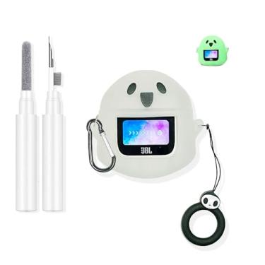 Imagem de SKPY Capa de proteção durável de fantasma luminoso 3D compatível com JBL Tour Pro 2 silicone macio com mosquetão ferramentas de limpeza de anel antiperda para meninos meninas mulheres homens