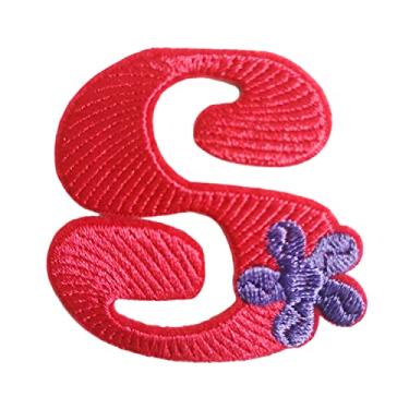 Imagem de 5 Pçs Patches de letras de chenille adesivos de ferro em remendos de letras universitárias com glitter bordado patch costurado em remendos para roupas chapéu camisa bolsa (rosa choque, P)