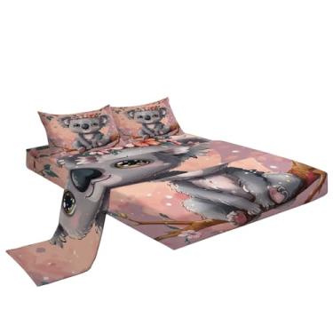 Imagem de Eojctoy Jogo de lençol ultramacio com tema de coala, 4 peças, fácil de cuidar, lençol casal com bolso profundo de 40,6 cm, confortável e respirável para casa