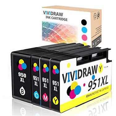 Imagem de VIVIDRAW Cartucho de tinta de substituição compatível para HP 950XL 951XL 950 951 Cartucho de tinta funciona com HP OfficeJet Pro 8600 8610 8620 8100 8630 8660 8640 8615 8625 276DW 251DW 271DW (pacote