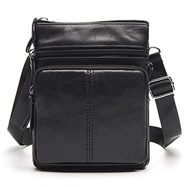 Imagem de Bolsa carteiro de couro, bolsa de ombro para homens, viagens, atividades ao ar livre, negócios, acampamento, caminhada, bolsa transversal, bolso, casual, preta,