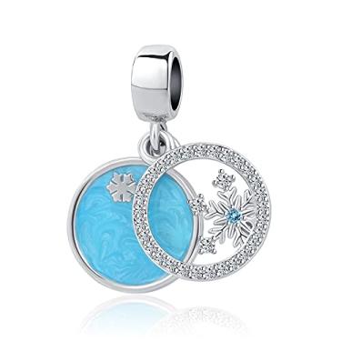 Imagem de LuxglitterLin Pingente de boneco de neve de Natal, floco de neve, rena, homem de gengibre, berloque para colar de pulseira Pandora de Natal, Metal Cristal Strass Metal cristal esmalte Strass, Base