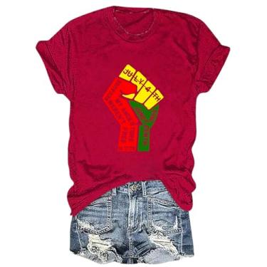 Imagem de Juneteenth Camiseta feminina Black History Emancipation Day Shirt 1865 Celebrate Freedom Tops Graphic Summer Casual, A1i-vermelho, P